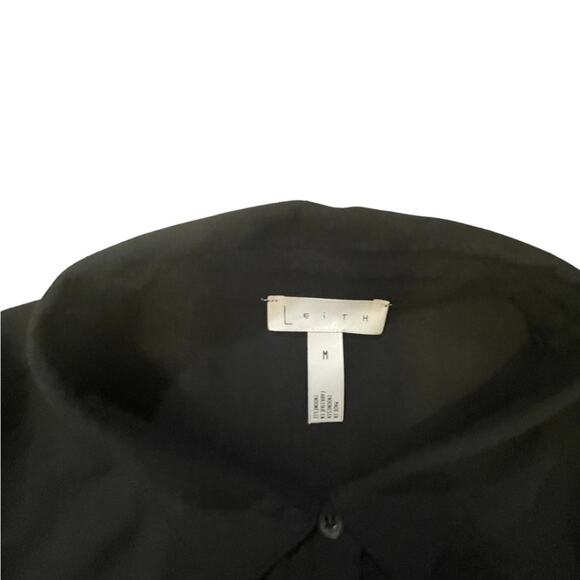 Leith black long sleeve lightweight button down ruffle blouse size medium - Picture 11 of 13